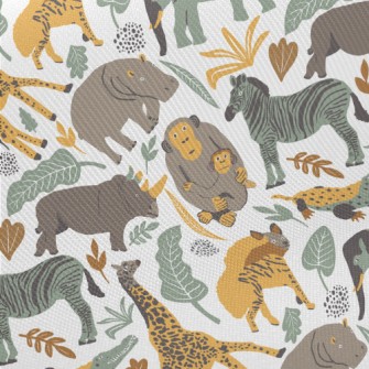 Hand Drawn Realistic Animals Midweight Cotton Poplin