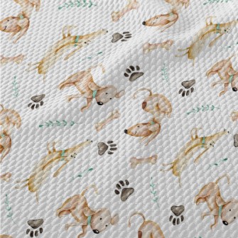 Hand Drawn Naughty Dog Birdseye Piqué