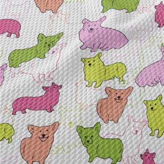 Brightly Colored Corgi Birdseye Piqué