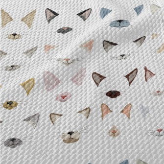 Different Cat Ears And Noses Birdseye Piqué