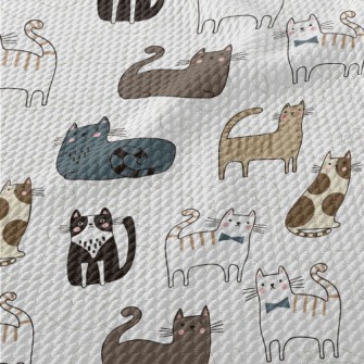 Various Cute House Cats Birdseye Piqué