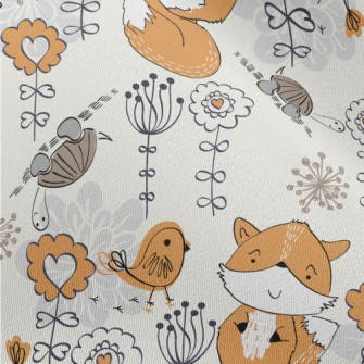 Hand Drawn Line Drawing Fox Chiffon
