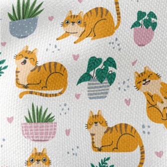 Striped Cute House Cat Waterproof Canvas