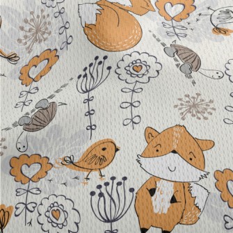 Hand Drawn Line Drawing Fox Athletic Mesh Flat Back