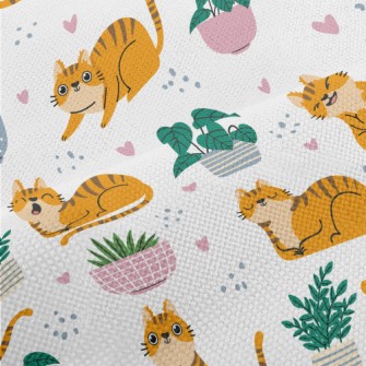 Striped Cute House Cat Performance Linen