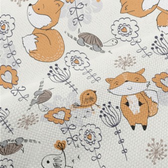 Hand Drawn Line Drawing Fox Performance Linen