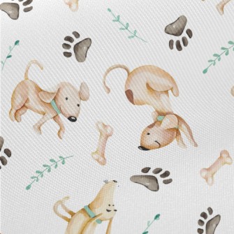 Hand Drawn Naughty Dog Twill