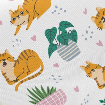 Striped Cute House Cat Twill