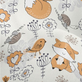 Hand Drawn Line Drawing Fox Lightweight Performance Linen