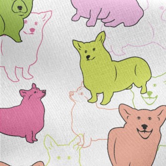 Brightly Colored Corgi Jersey Backed Fleece