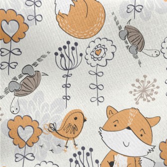Hand Drawn Line Drawing Fox Jersey Backed Fleece