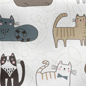 Various Cute House Cats Jersey Backed Fleece