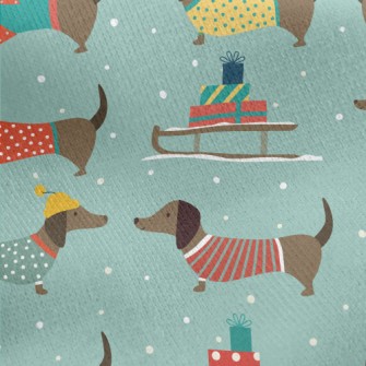 Dachshund Dressed Warmly For W Jersey Backed Fleece