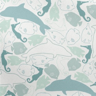 Color Block Dolphin Seahorse F Pongee