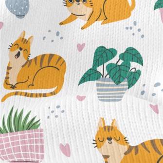 Striped Cute House Cat Stretch Jersey