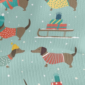 Dachshund Dressed Warmly For W Stretch Jersey