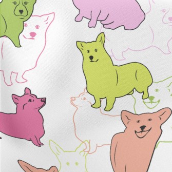 Brightly Colored Corgi Lightweight Cotton Poplin