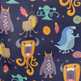Strange Colorful Alien Monster Lightweight Cotton Poplin