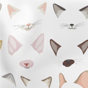 Different Cat Ears And Noses Lightweight Cotton Poplin