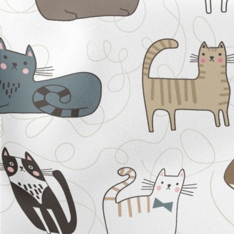 Various Cute House Cats Lightweight Cotton Poplin