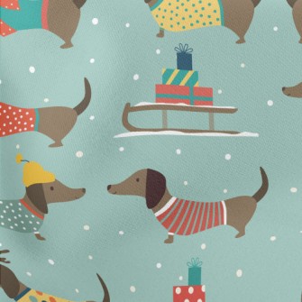 Dachshund Dressed Warmly For W Lightweight Cotton Poplin