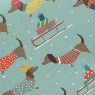 Dachshund Dressed Warmly For W Midweight Cotton Poplin