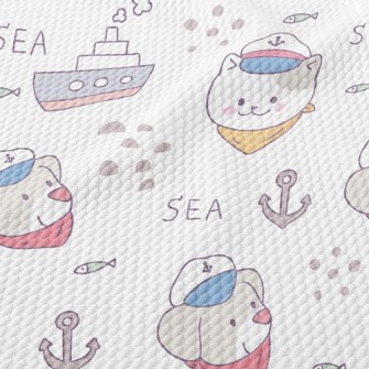 Nautical Cat And Dog Birdseye Piqué