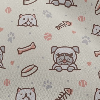 Dog And Cat Fish And Dog Bone Chiffon