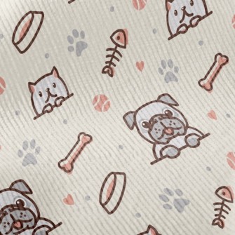 Dog And Cat Fish And Dog Bone Standard Corduroy