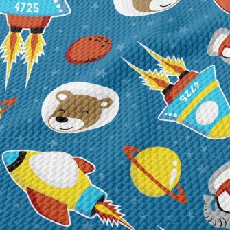 Rocket Elephant And Bear Birdseye Piqué