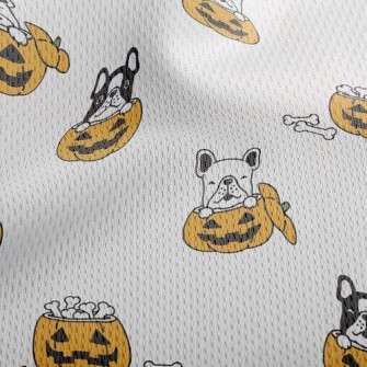 Halloween Pumpkin French Bulld Athletic Mesh Flat Back