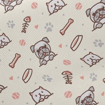 Dog And Cat Fish And Dog Bone Twill