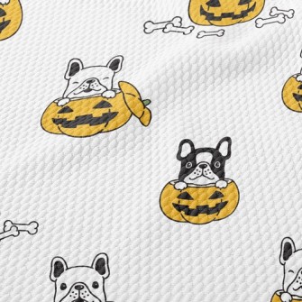 Halloween Pumpkin French Bulld Birdseye Piqué