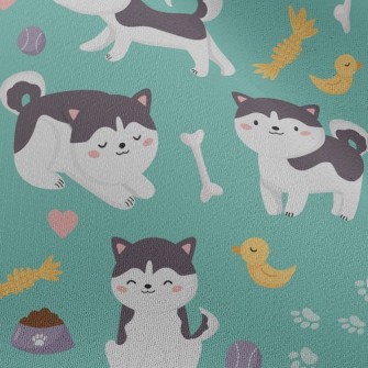 Husky And Duck Toy Chiffon