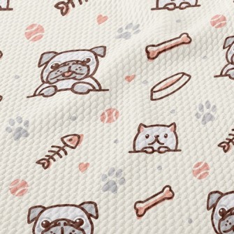 Dog And Cat Fish And Dog Bone Birdseye Piqué