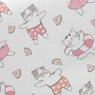 Watermelon Dancing Cat Twill