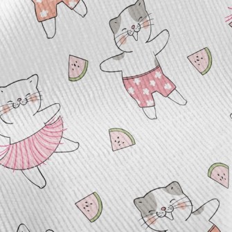 Watermelon Dancing Cat Standard Corduroy