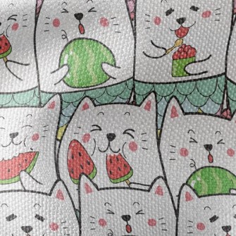 Cat Eating Watermelon Waterproof Canvas