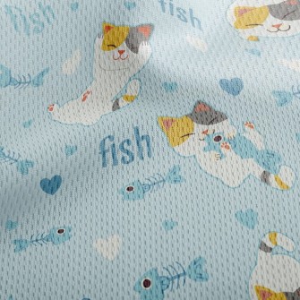 Cat Fish Bone Athletic Mesh Flat Back