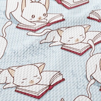 Cat Reading Birdseye Piqué