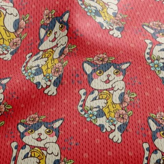 Lucky Cat Athletic Mesh Flat Back