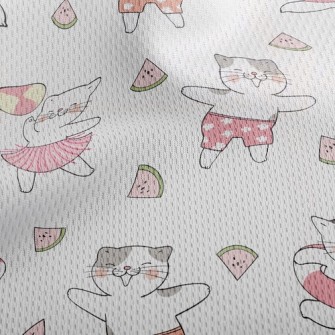 Watermelon Dancing Cat Athletic Mesh Flat Back