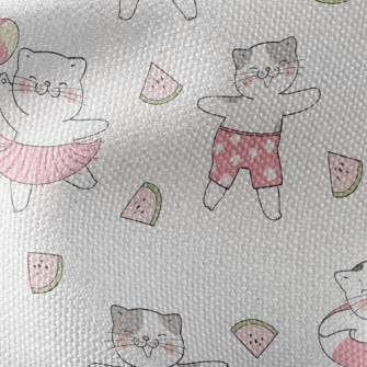 Watermelon Dancing Cat Waterproof Canvas