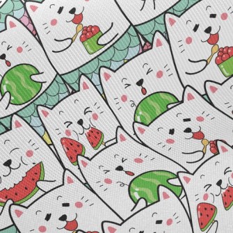 Cat Eating Watermelon Twill