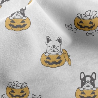 Halloween Pumpkin French Bulld Micro Fleece