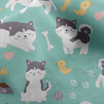 Husky And Duck Toy Micro Fleece