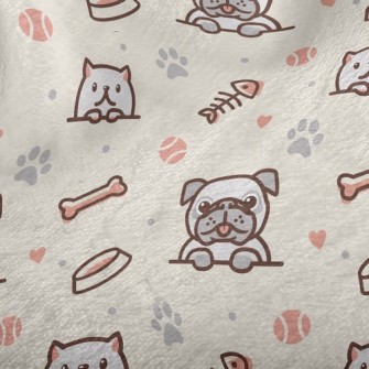 Dog And Cat Fish And Dog Bone Minky