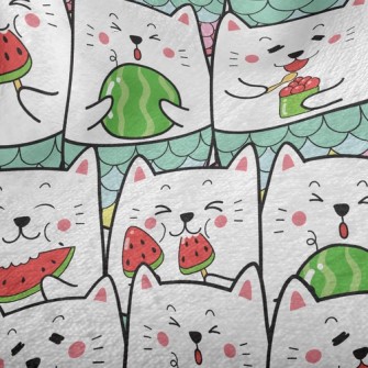 Cat Eating Watermelon Minky