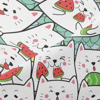 Cat Eating Watermelon Piqué