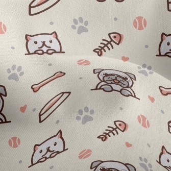 Dog And Cat Fish And Dog Bone Lightweight Performance Linen